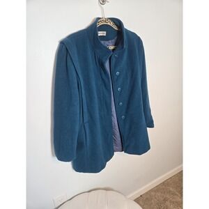 Vintage Forecaster of Boston 100% Wool Coat Turquoise Blue Women's Size 13/14